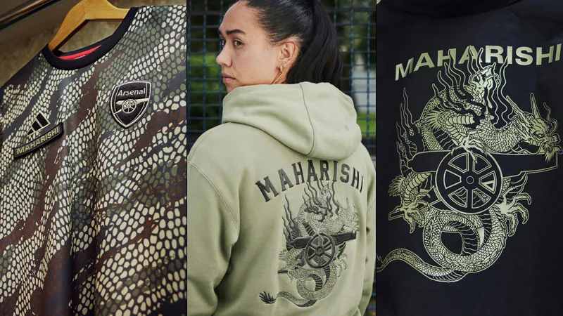 アーセナルと人気ブランド『MAHARISHI』の限定コラボウェアが登場！「日本の浮世絵」に触発の龍をデザイン ｜Qoly サッカーニュース